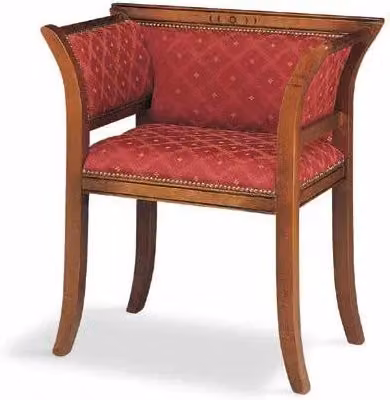 Poltrona classica con struttura in legno di faggio e imbottitura in tessuto rossa e multicolore con braccioli Mobili 2G
