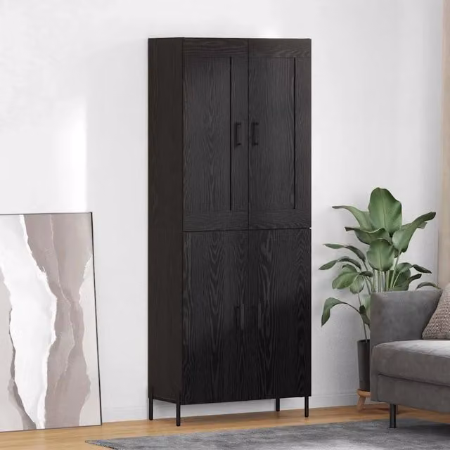 Credenza moderna vidaXL in legno e metallo nero con ante a battente e ripiani interni L/P/H: 69,5 x 34 x 180 cm