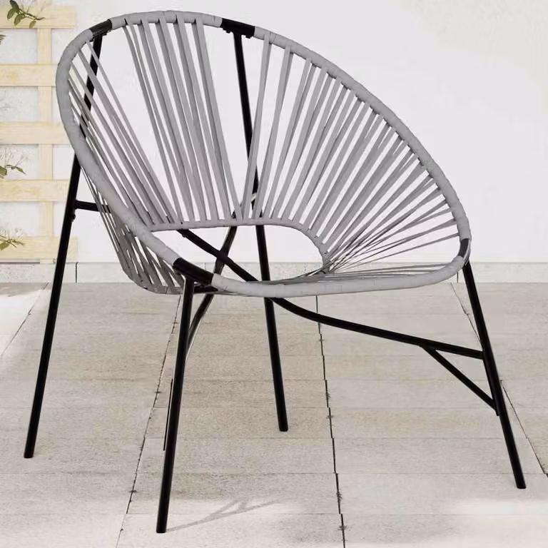 vidaXL Sedia da Uovo da Giardino Moderna in Polyrattan e Metallo, Nero e Grigio
