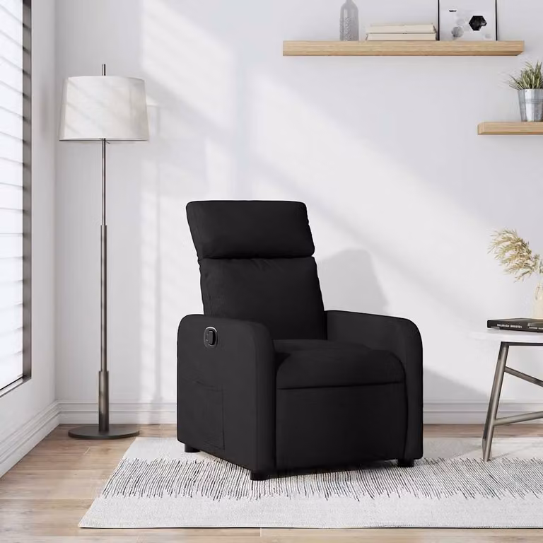 vidaXL Poltrona Reclinabile Relax in Tessuto Nero con Braccioli