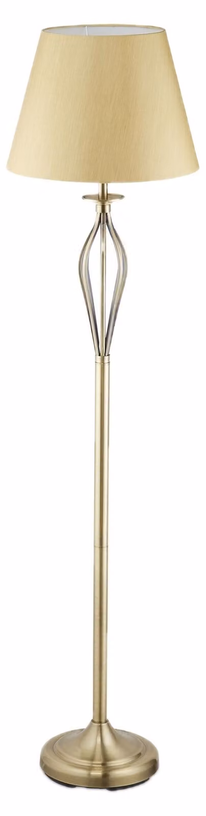 Lampada a ombrello Relaxdays, lampada da terra decorativa con interruttore, design vintage, attacco E27, lampada decorativa, D: 158 x 39 cm, oro