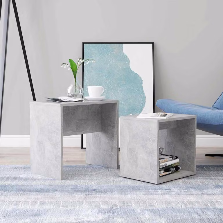 Set di tavolini da salotto vidaXL in legno multistrato, colore grigio cemento, L/P/H: 48 x 30 x 45 cm