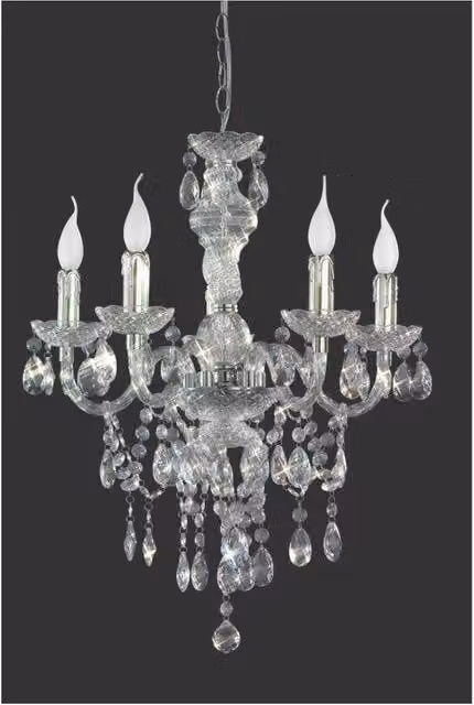 Lampadario Classico Lüster Trio Leuchten in Cromo con Pendenti Trasparenti e Attacco E14