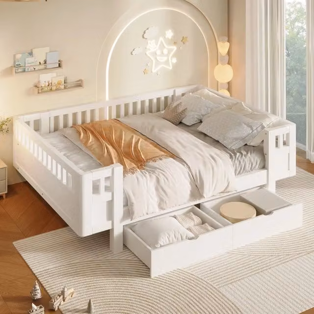 Letto con Cassetti ¨C Minimal ¨C Bianco Legno 140x200cm