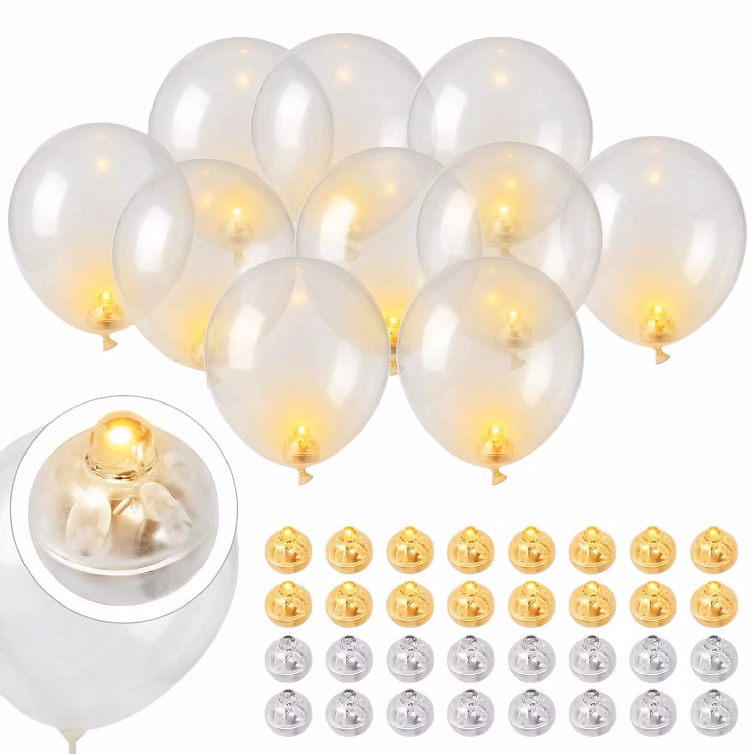 60 mini luci a LED a forma di palloncino, luce bianco caldo, per decorazioni