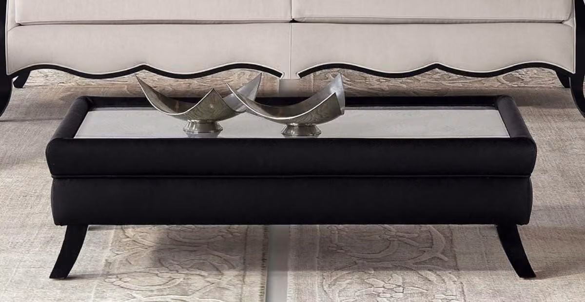 Casa Padrino tavolino art déco con piano in vetro nero - Italy