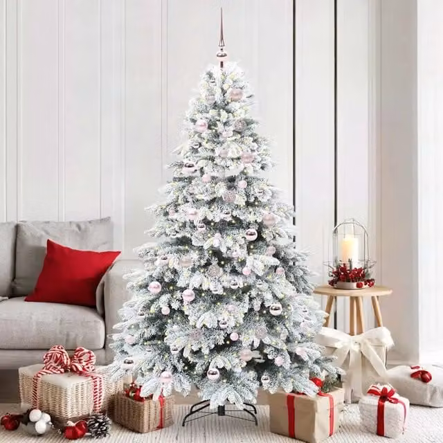 Albero di Natale artificiale moderno vidaXL bianco con 300 LED luce bianca calda in PE e PVC, Altezza: 180 cm – 1