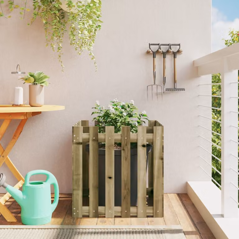 Fioriera da giardino a recinzione vidaXL in legno marrone L/P/H: 60 x 60 x 60 cm