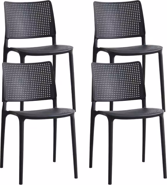 Oviala - Set di 4 sedie da giardino in plastica nera