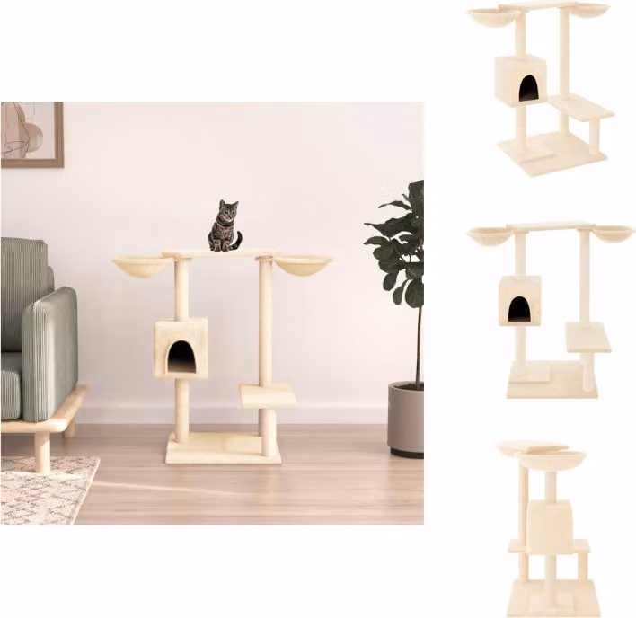 vidaXL Albero tiragraffi con tiragraffi crema 82 cm - Alberi tiragraffi