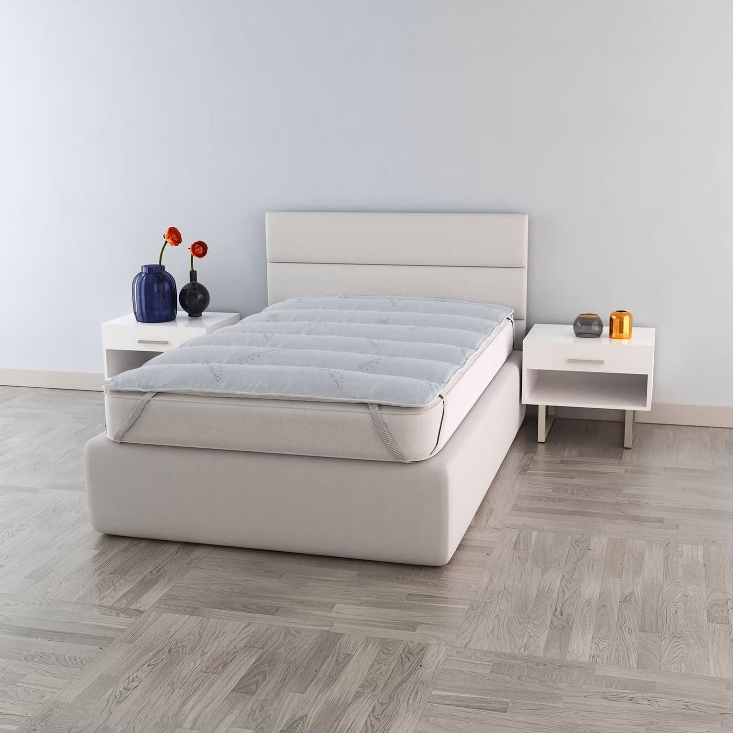 Topper per materasso, dimensioni 80x195 cm, realizzato con fibre bioceramiche e poliestere