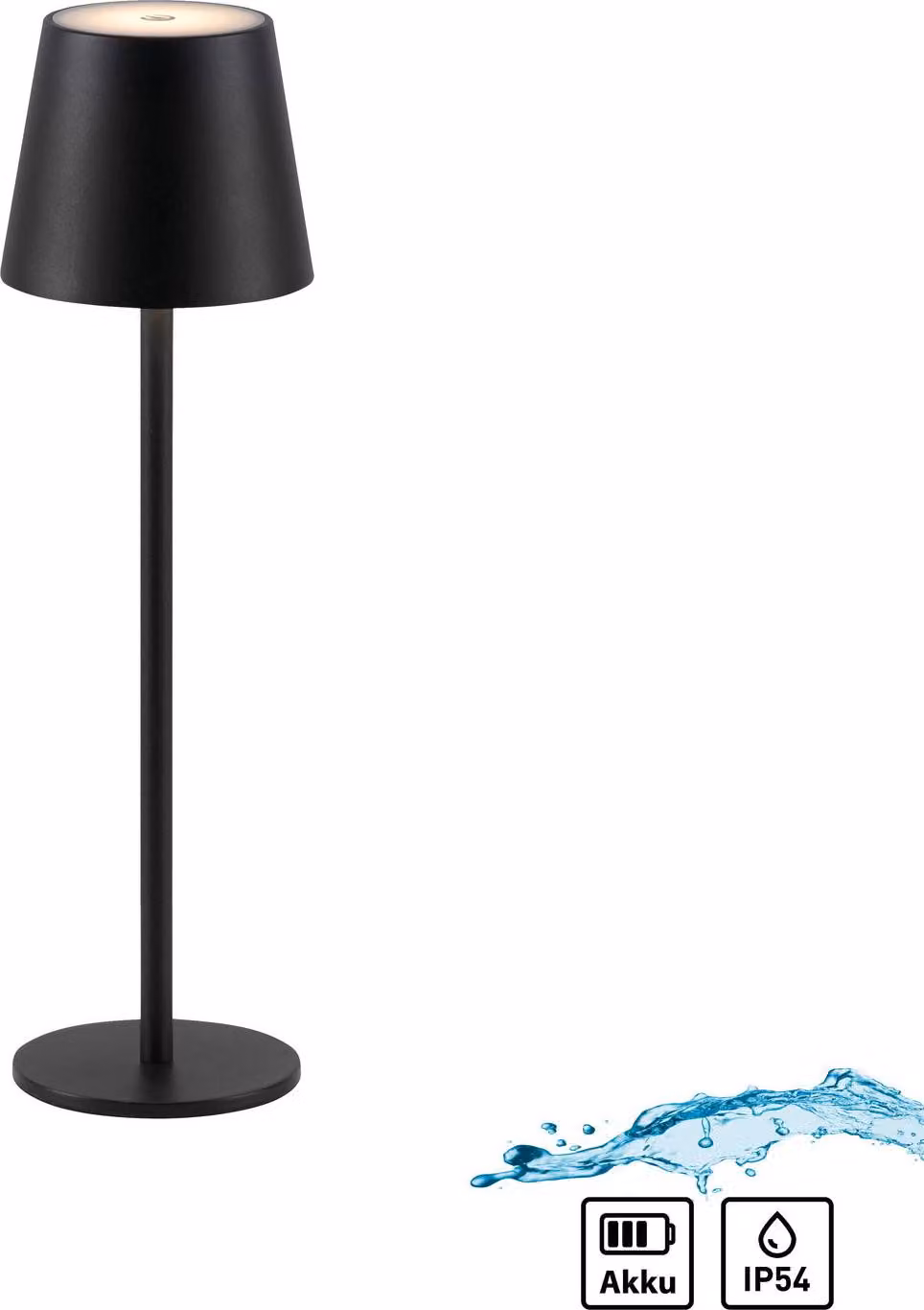 Lampada da tavolo per esterni portatile nero touch IP54 LED 3W Euria Leuchten Direkt