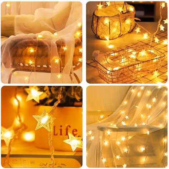 Stelle luminose a LED per un'illuminazione festiva della casa con motivo a stelle