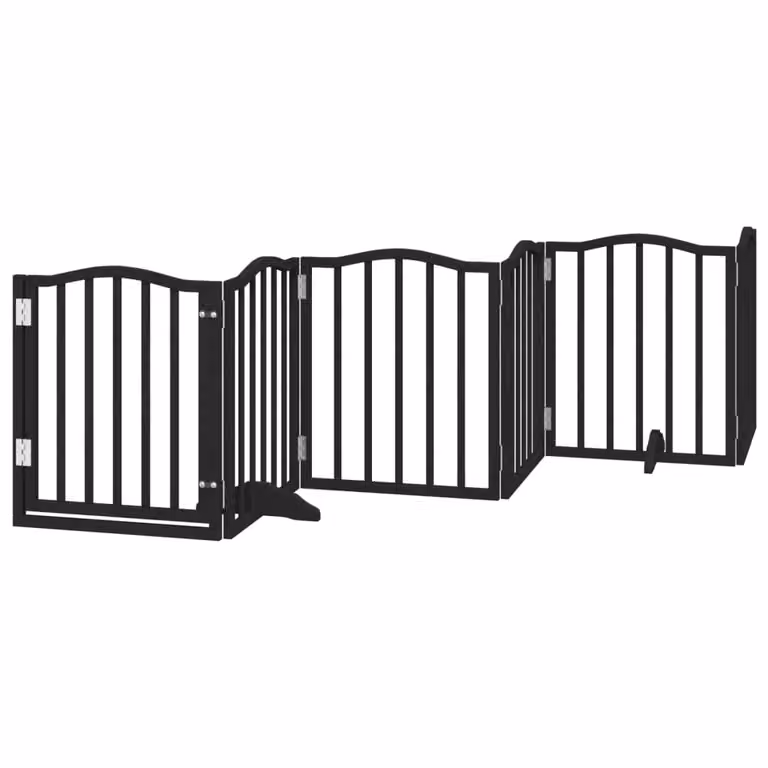 Cancello per Cani Porta Pieghevole Nero 6 Pannelli 300cm Pioppo