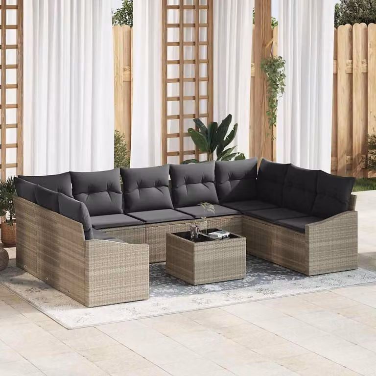 Maison Exclusive - Set Divano da Giardino Grigio chiaro polyrattan