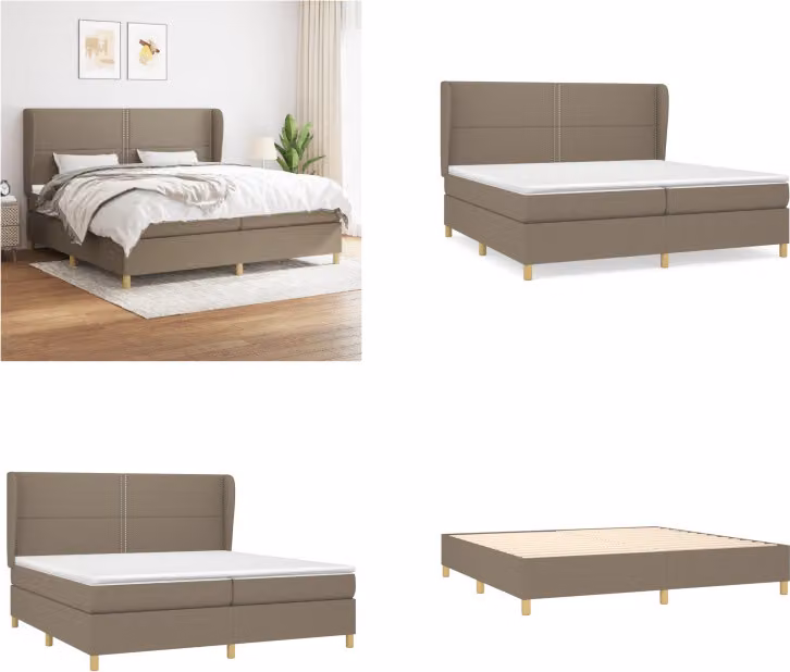 vidaXL Letto boxspring con materasso Taupe 200x200 cm in tessuto - Letto boxspring - Boxspringbetten - Bett - Schlafzimmermöbel