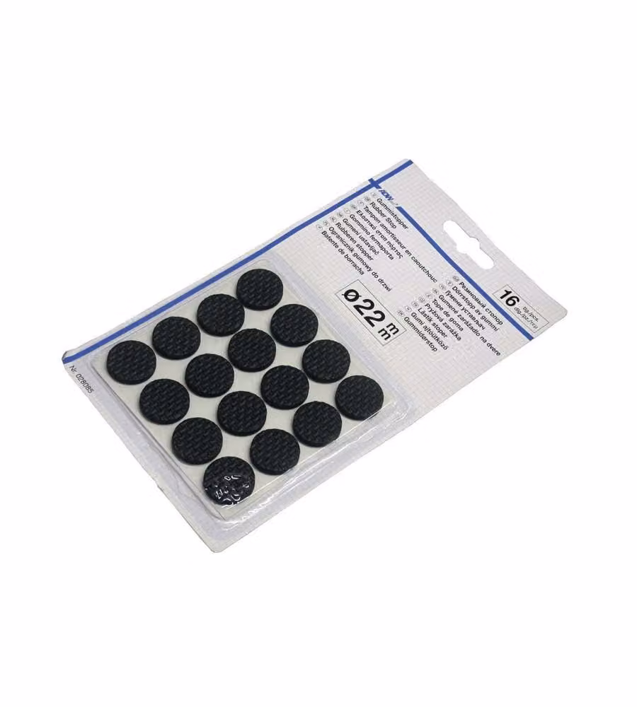 Masidef Paracolpi adesivi gomma nero d. 22 mm confezione 16 pezzi