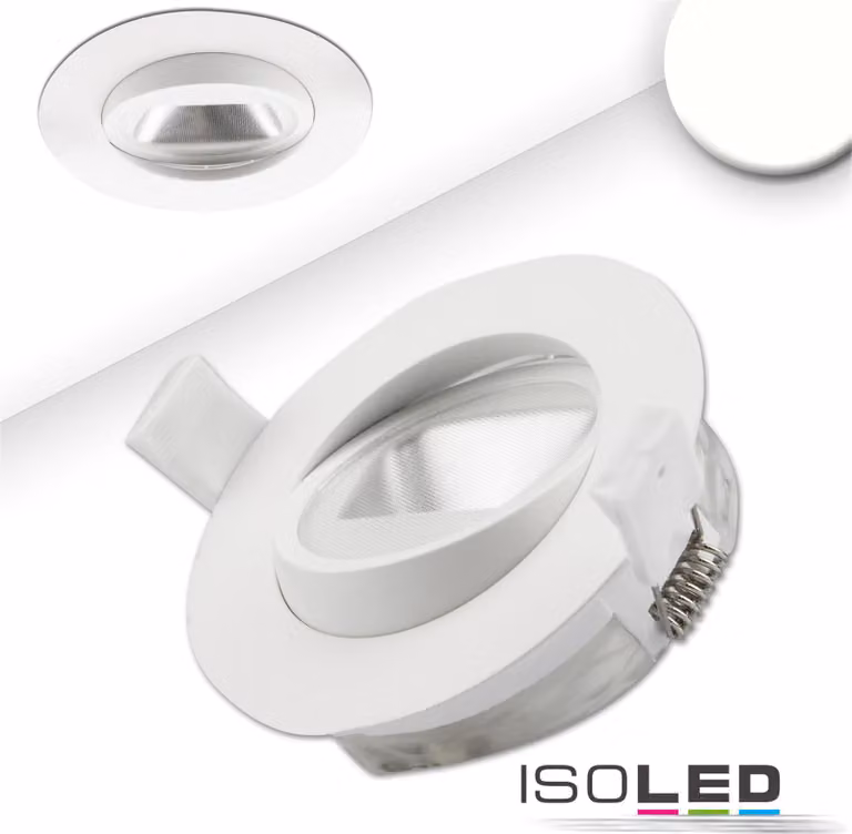 Faretto LED da incasso asimmetrico COB, bianco, 8W, 50°, IP44, rotondo, bianco neutro, dimmerabile