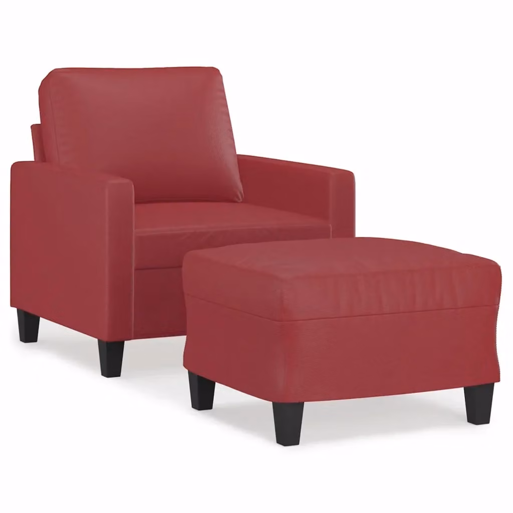 Poltrona Relax con Poggiapiedi vidaXL in Similpelle Rossa per Soggiorno – 2