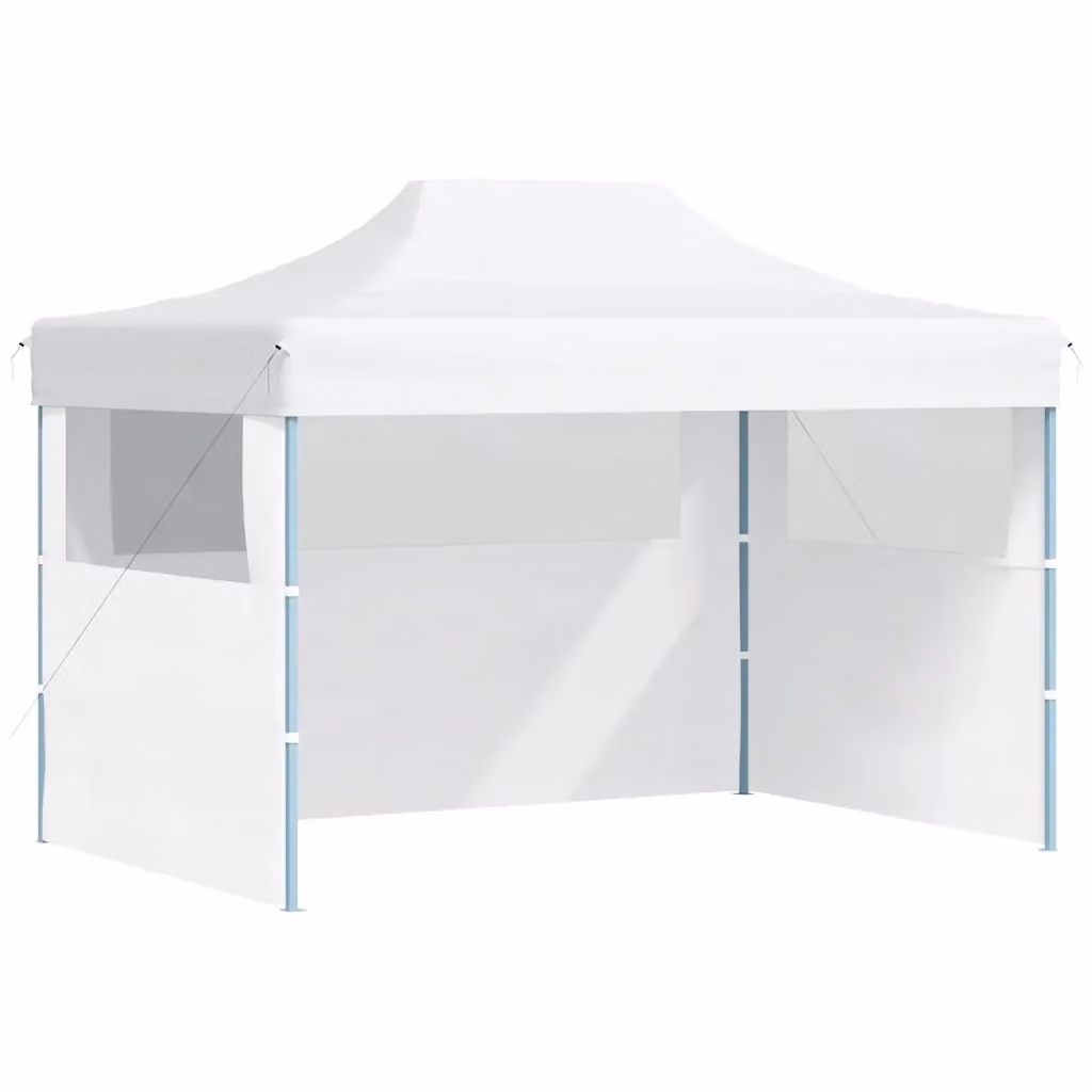 Gazebo Pieghevole con 3 Pareti vidaXL in Acciaio Bianco e PVC Trasparente L/P/H: 280 x 410 x 315 cm – 2