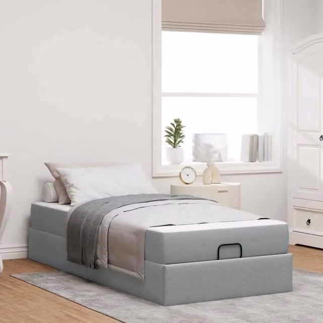 Letto con struttura imbottita e materasso in schiuma vidaXL Grigio, L: 80 cm, P: 200 cm, H: 43,5 cm
