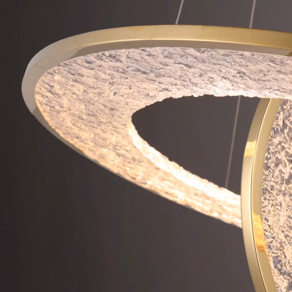 Lampadario a sospensione LED Alexia Maxlight in metallo e acrilico oro e trasparente, dimmabile, luce bianca calda – 2