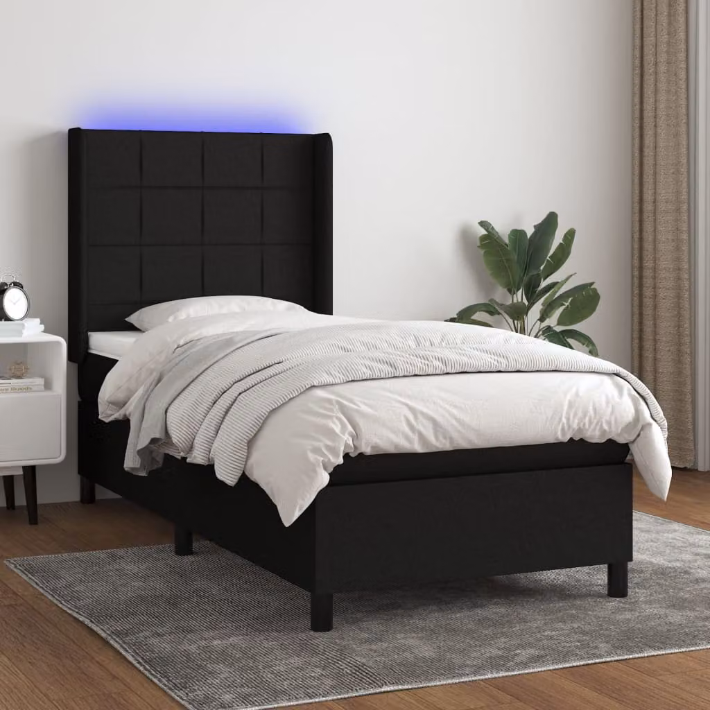 Letto a Molle vidaXL con Illuminazione LED e Porta USB in Tessuto L/P: 100 x 200 cm – 1