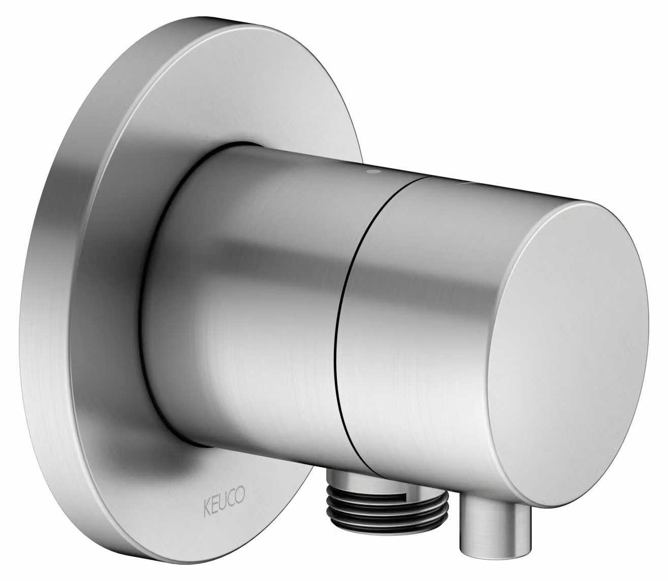KEUCO IXMO robinet d'arrêt encastré pour 1 consommateur avec raccord de flexible avec poignée Comfort, rosace ronde, 59541061101, 59541061101
