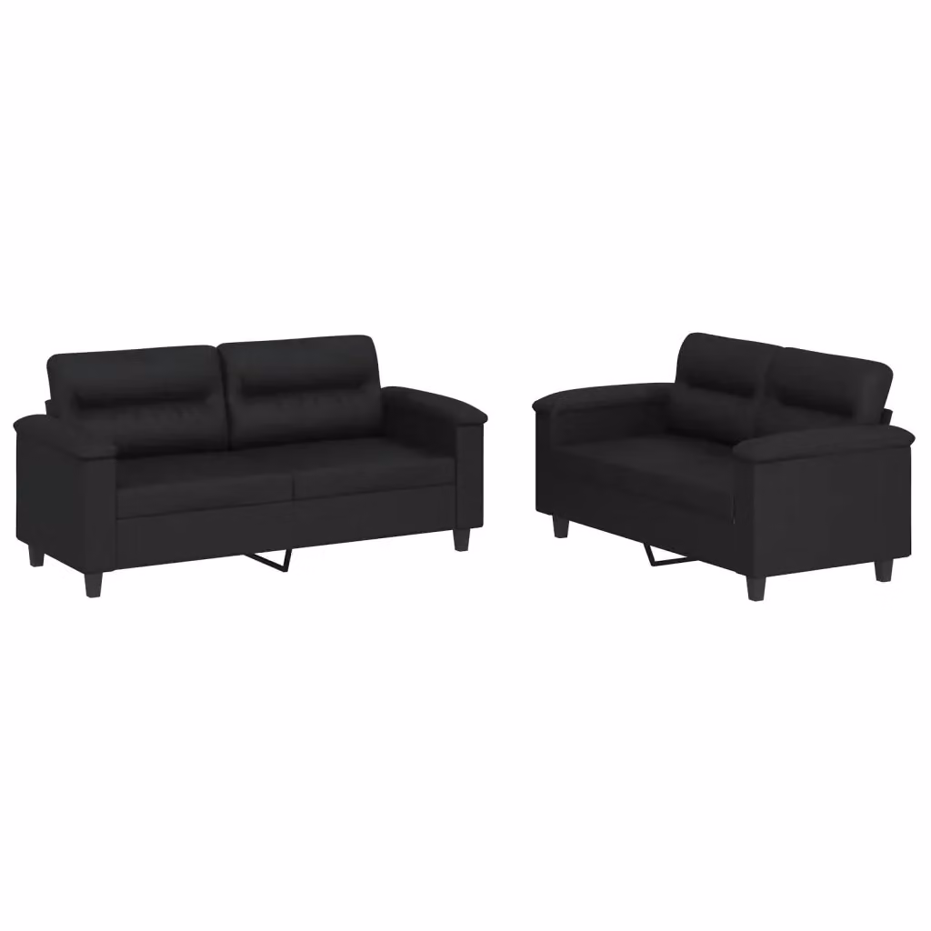 Set di 2 divani vidaXL in similpelle nera con cuscini per soggiorno in stile moderno – 2
