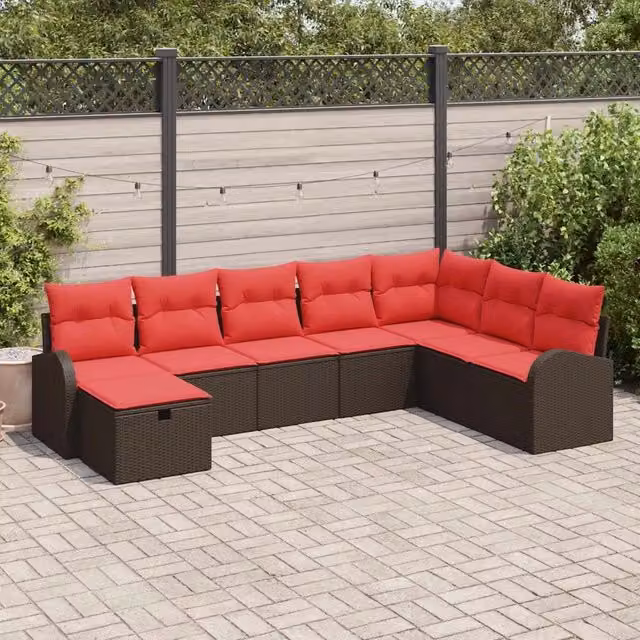 Set Divano da Giardino 8 pz Marrone polyrattan 3360465
