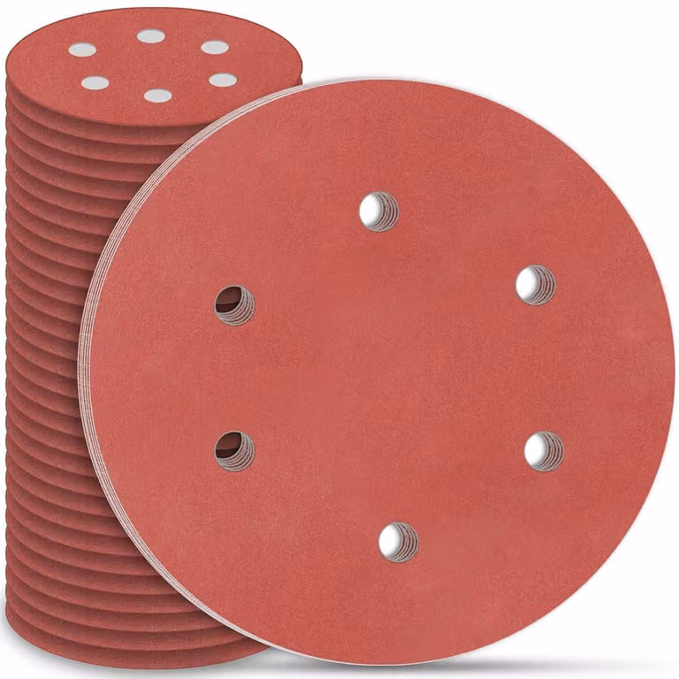 Carta abrasiva da 225 mm con sistema di fissaggio a velcro, confezione da 30 pezzi, grana P240, per levigatrici per cartongesso e levigatrici a collo lungo con 6 fori