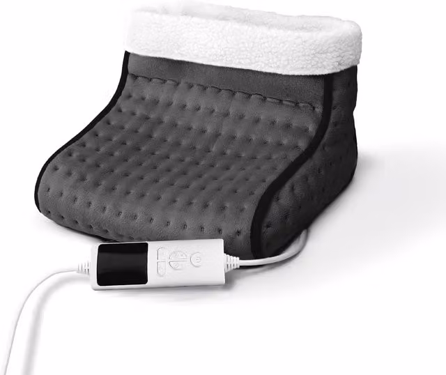 Scaldapiedi Termico Elettrico Wintem Cozy in Morbido Tessuto Grigio con 3 Livelli di Calore e Timer 90 Min per Adulti