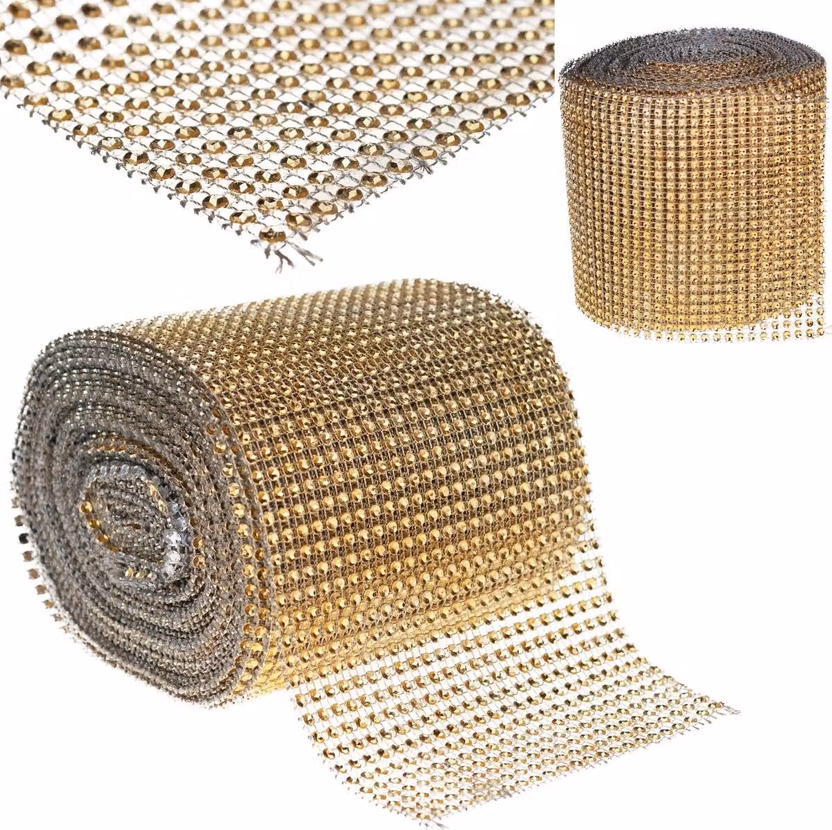Nastro decorativo con strass 12 cm 9 m - oro