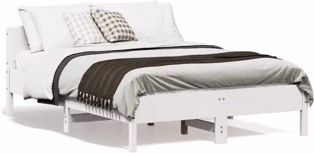 Letto singolo in legno massello di pino bianco vidaXL L: 140,5 cm, P: 195,5 cm, H: 74,5 cm