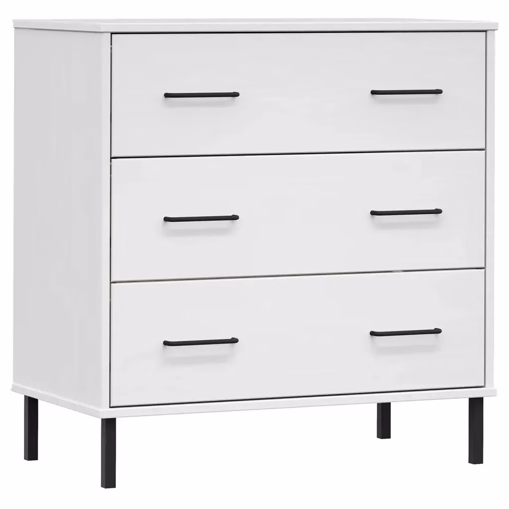 Credenza con 3 Cassetti Oslo in Legno di Pino Bianca vidaXL L: 77 cm, P: 40 cm, H: 79,5 cm – 2