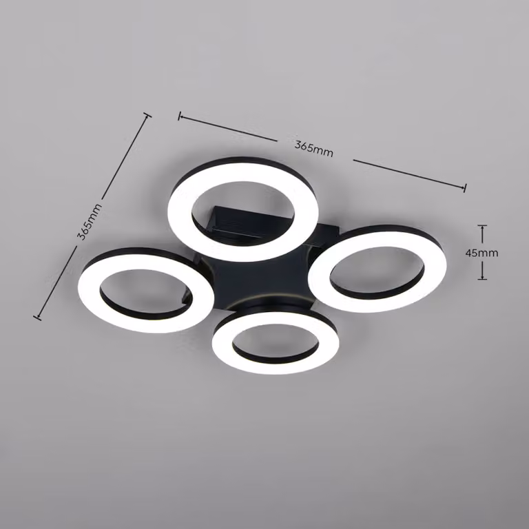 Reality Leuchten Plafoniera soffitto Cemi, Nero, Cucina, Plastica, Moderno, Plafoniera