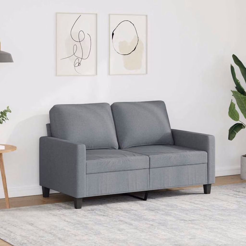 vidaXL Divano a 2 Posti Moderno in Tessuto Grigio con Struttura in Metallo L: 138 cm, P: 80 cm, H: 77 cm