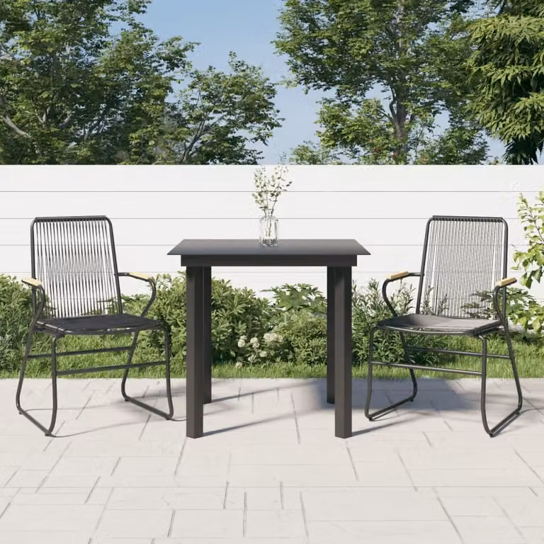 Maison Exclusive - Set da pranzo da giardino a 3 pezzi in rattan PVC nero