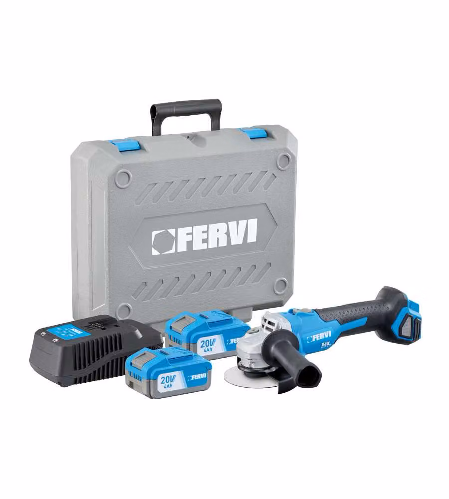 Fervi Smerigliatrice Angolare 115mm 20V 2 Batterie 4Ah Motore Brushless