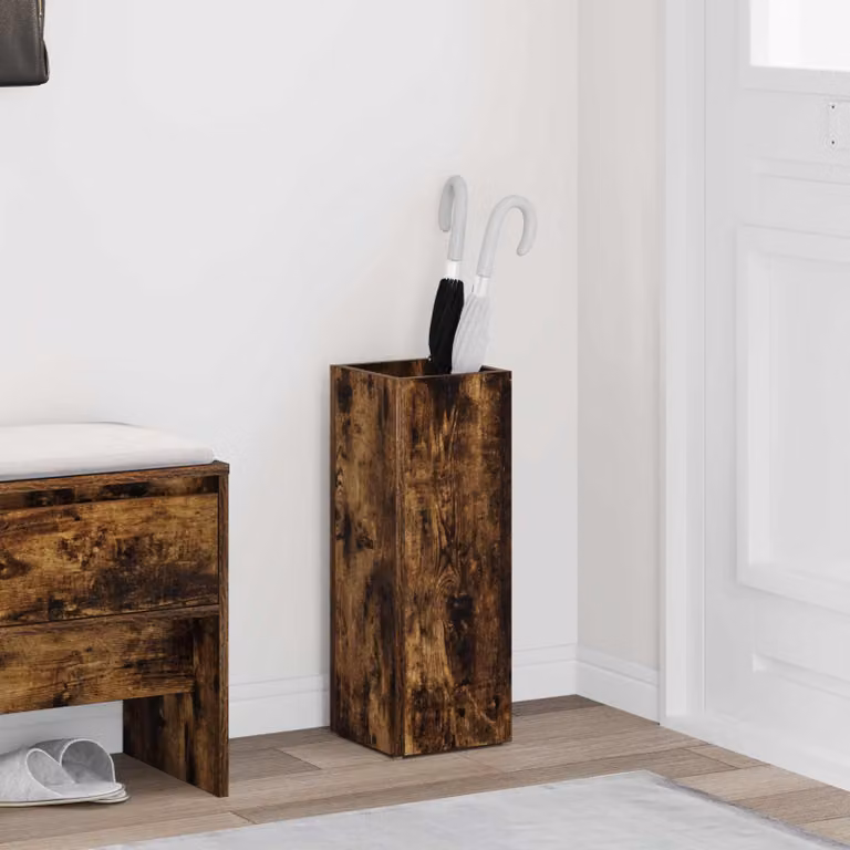 vidaXL Supporto per Ombrellone in Legno MDF Rovere Fumé, L/P/H: 20 x 20 x 55,5 cm