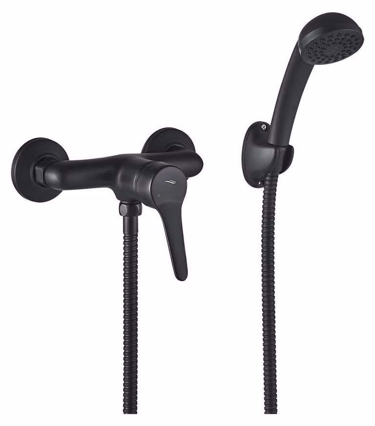 Kit Doccia Kuchinox Nero, Con Soffione E Tubo Flessibile