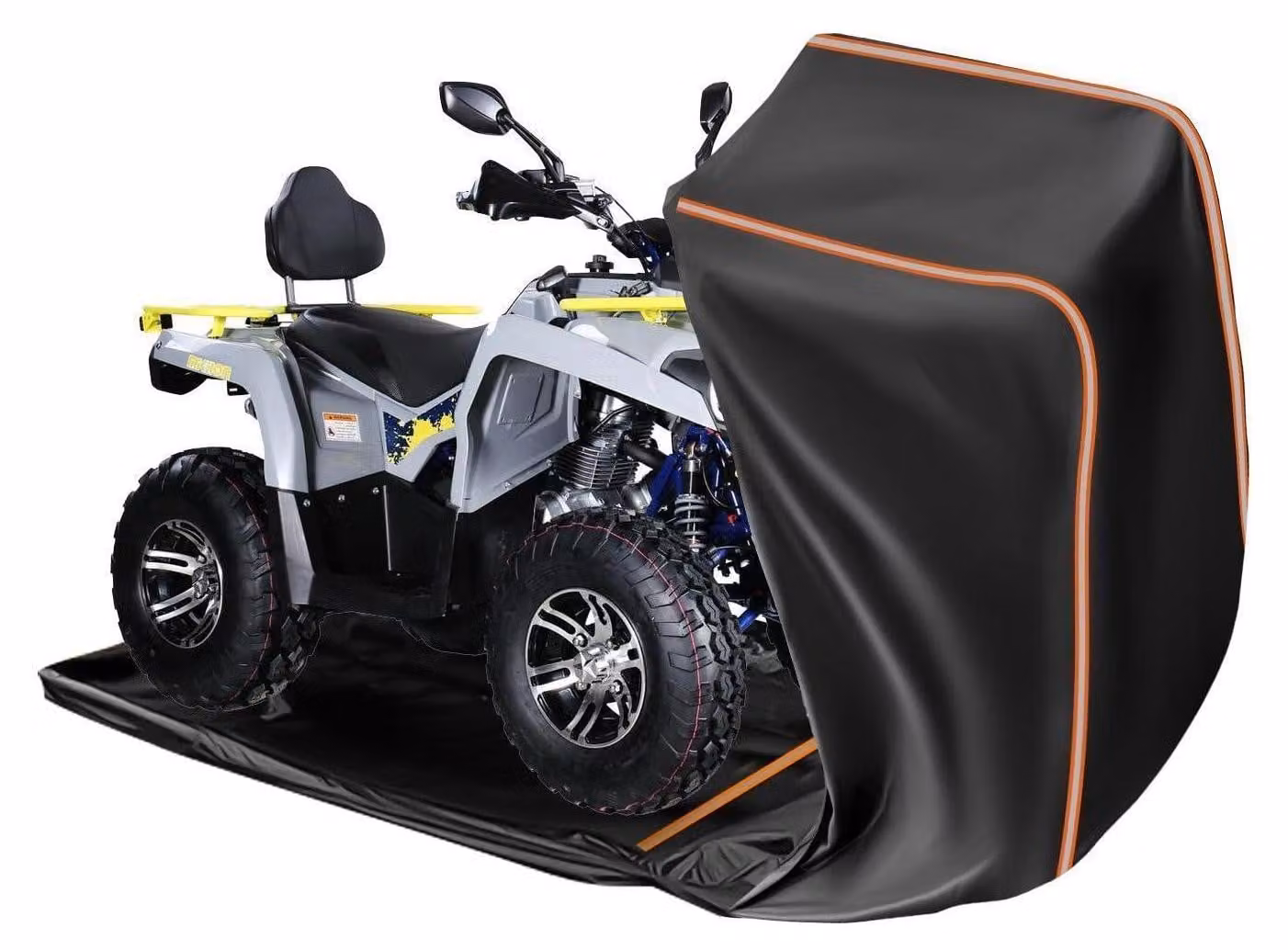 Telo copriquad completamente chiuso, dimensioni 215 x 135 x 125 cm, colore nero