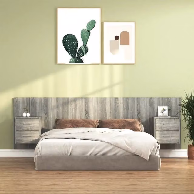 Testiera Letto con Comodini Integrati vidaXL in Legno e Tessuto Grigio