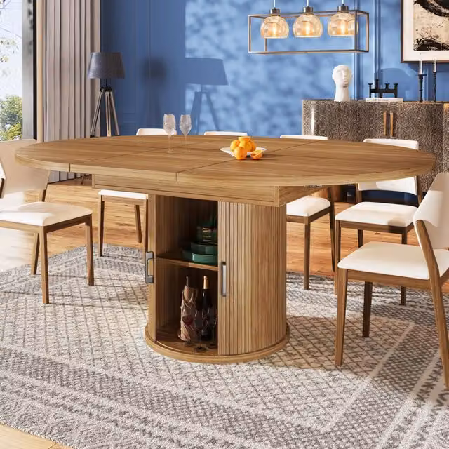 Tavolo da pranzo allungabile MIVRAY con vano contenitore e ante scorrevoli, finitura noce marrone in MDF, L: 118 cm, P: 76,8 cm, H: 75 cm
