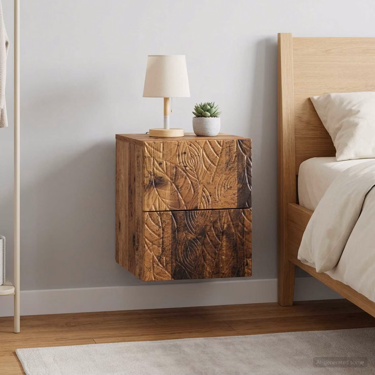 Set di 2 comodini sospesi vidaXL in legno antico marrone L: 34,5 cm, P: 33 cm, H: 40 cm