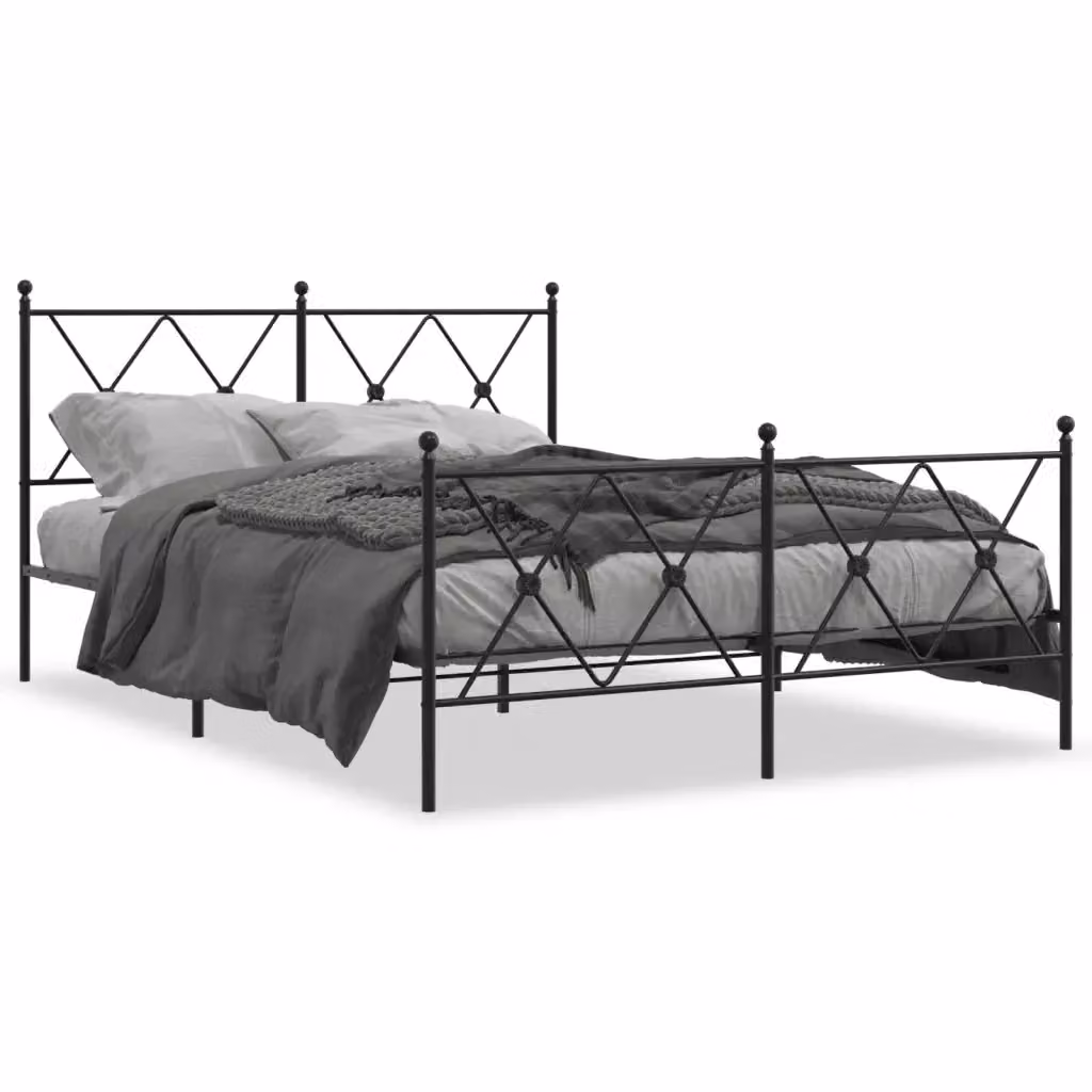 Giroletto vidaXL con testiera e pediera in metallo nero L/P/H: 140 x 190 x 90,5 cm – 2