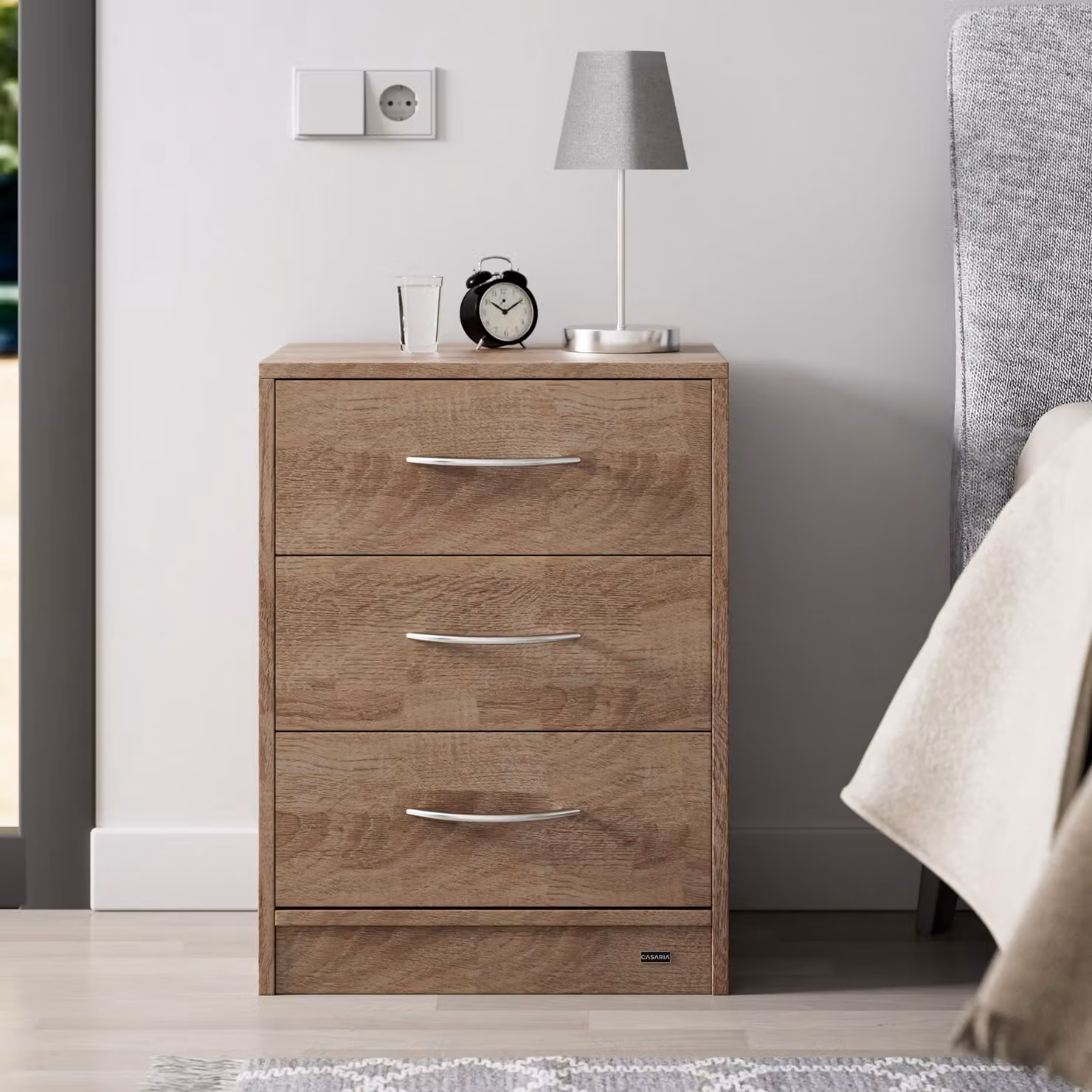 Comodino con cassetti Eloise Casaria® colore marrone L: 54 cm, P: 39 cm, H: 28 cm – 3