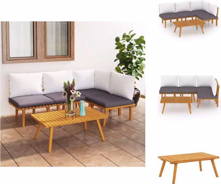 vidaXL Set da salotto da giardino 5 pezzi con cuscini in legno massiccio di acacia - Set di mobili da giardino