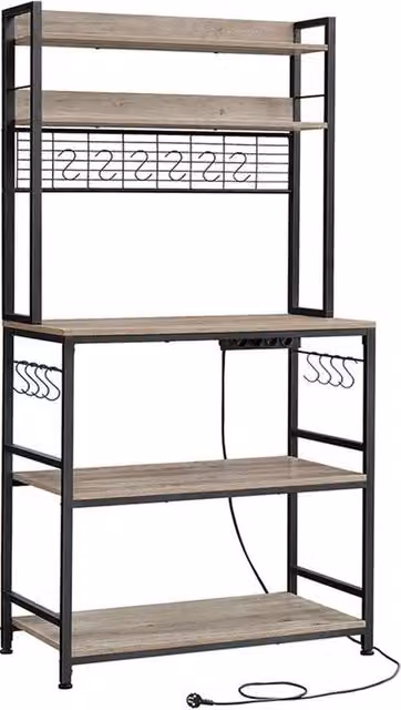Pannello cucina con prese elettriche grigio-nero, 40 x 80 x 170 cm