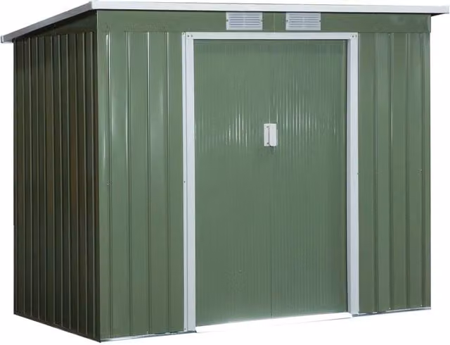 EasyComfort Casetta da Giardino in Acciaio Zincato con Doppia Porta Scorrevole e Prese d'Aria, L/P/H: 213 x 130 x 173 cm, Verde – 1